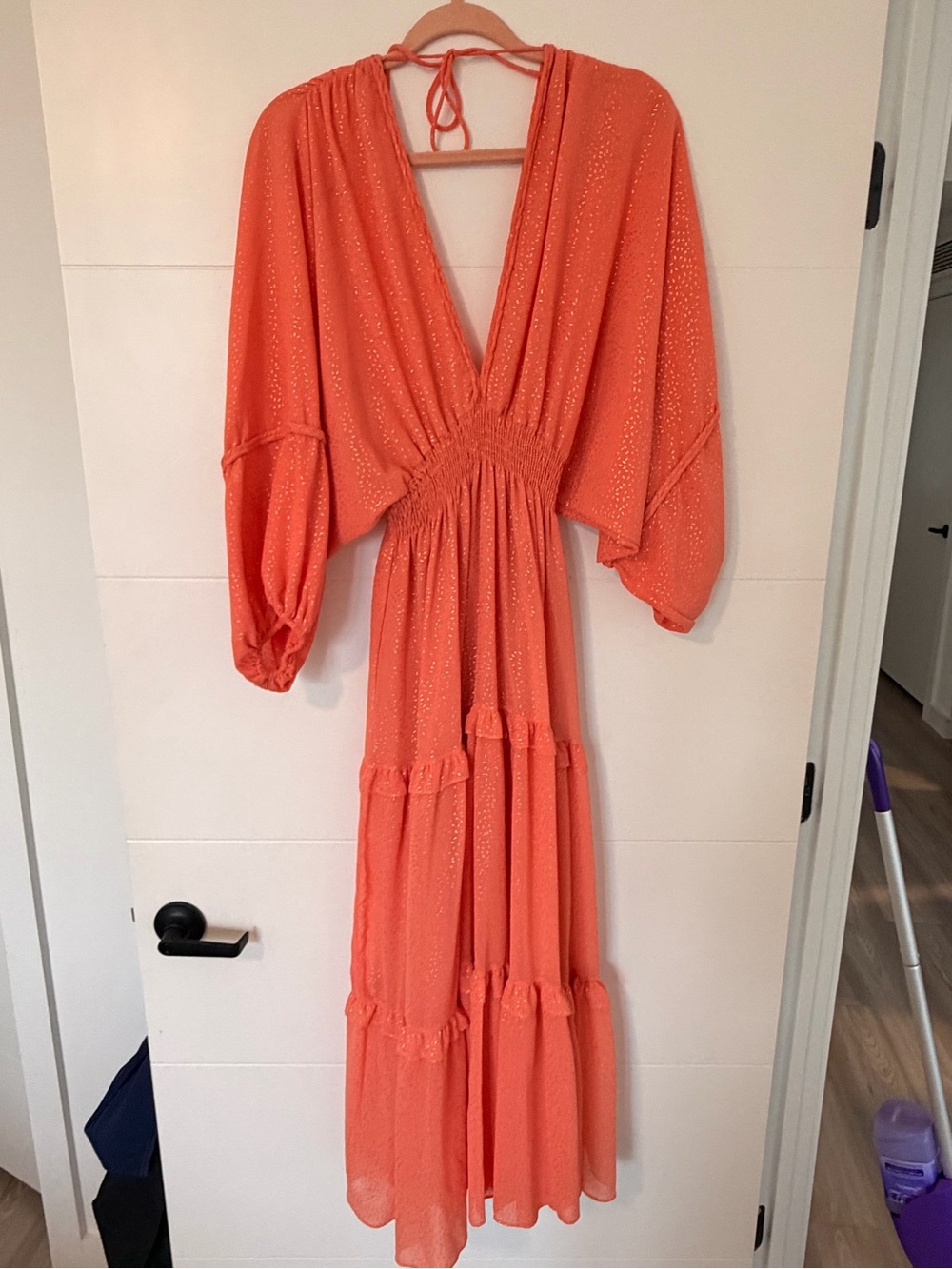 Misa Los Angeles Coral Tiered Maxi with Deep V